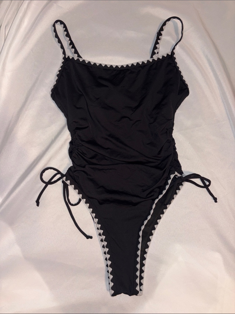 Black One-Piece Swimsuit with Contrast Trim